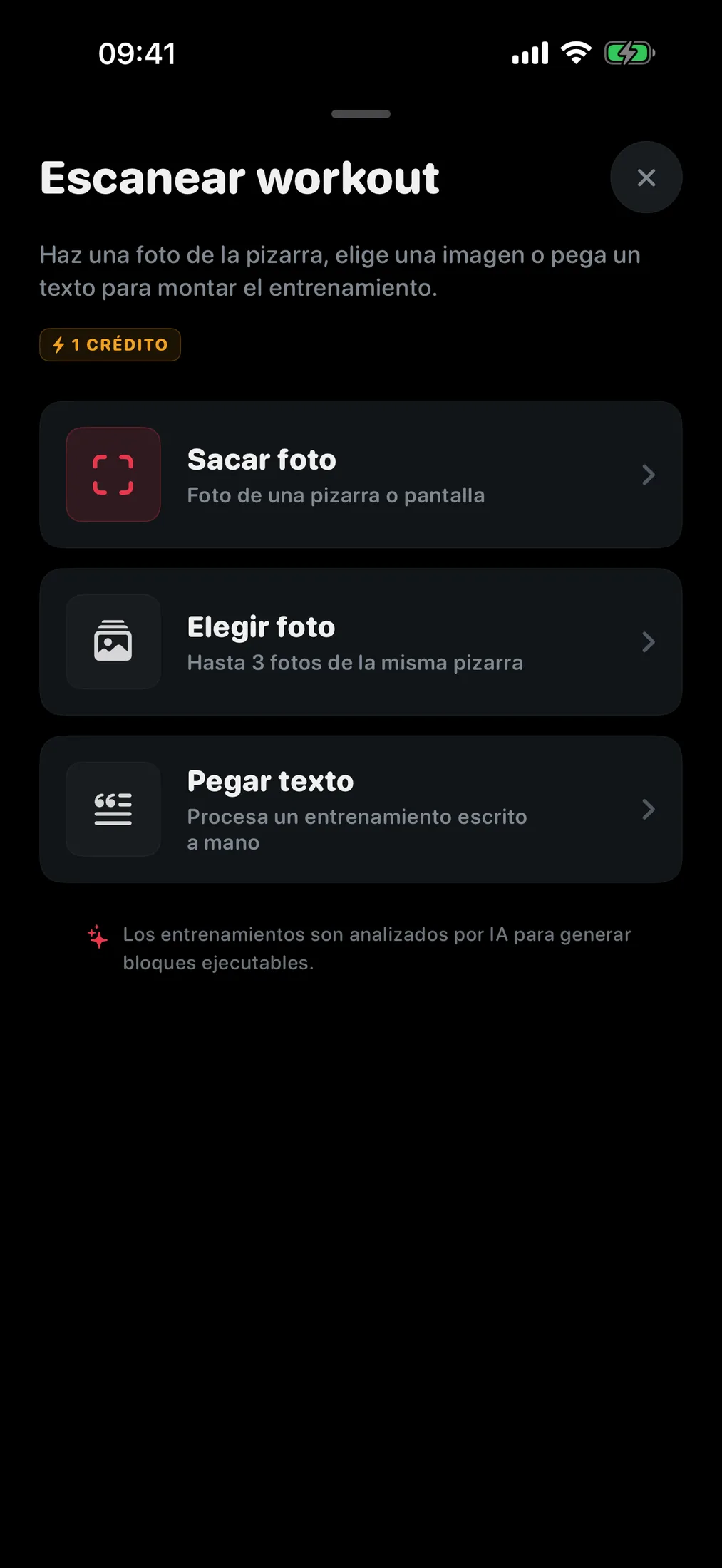La pantalla de escaneo: foto, captura o texto pegado