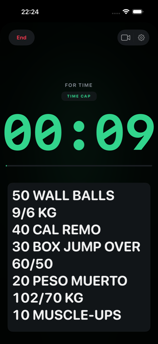 El mismo workout a pantalla completa tras tocarlo